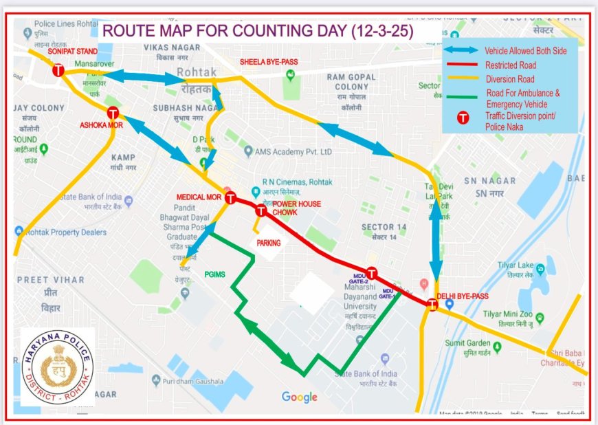 रोहतक में मतगणना वाले दिन विशेष सुरक्षा प्लान लागू